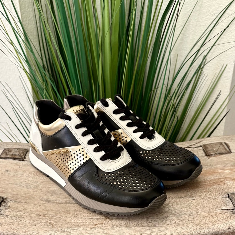 Michael Kors Allie Metallic Perforated Sneakers - Picture 2 of 8